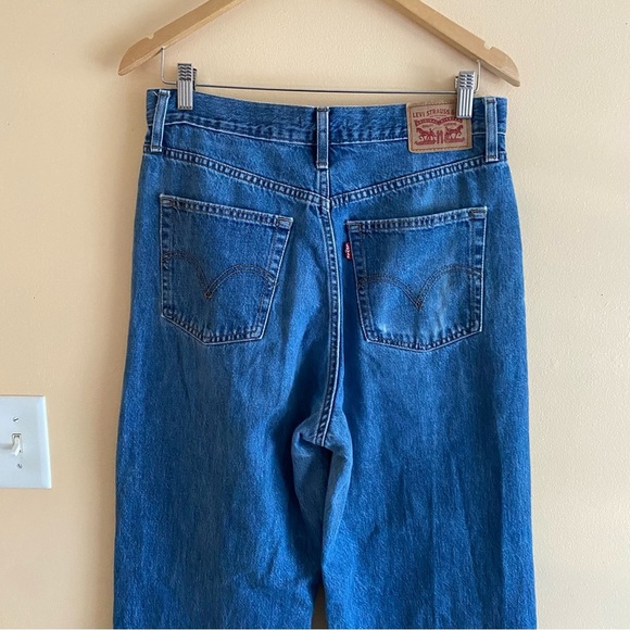 Levis High Waisted Straight Jeans Woman 30 Medium Wash Preppy Streetwear FLAW - Picture 7 of 16